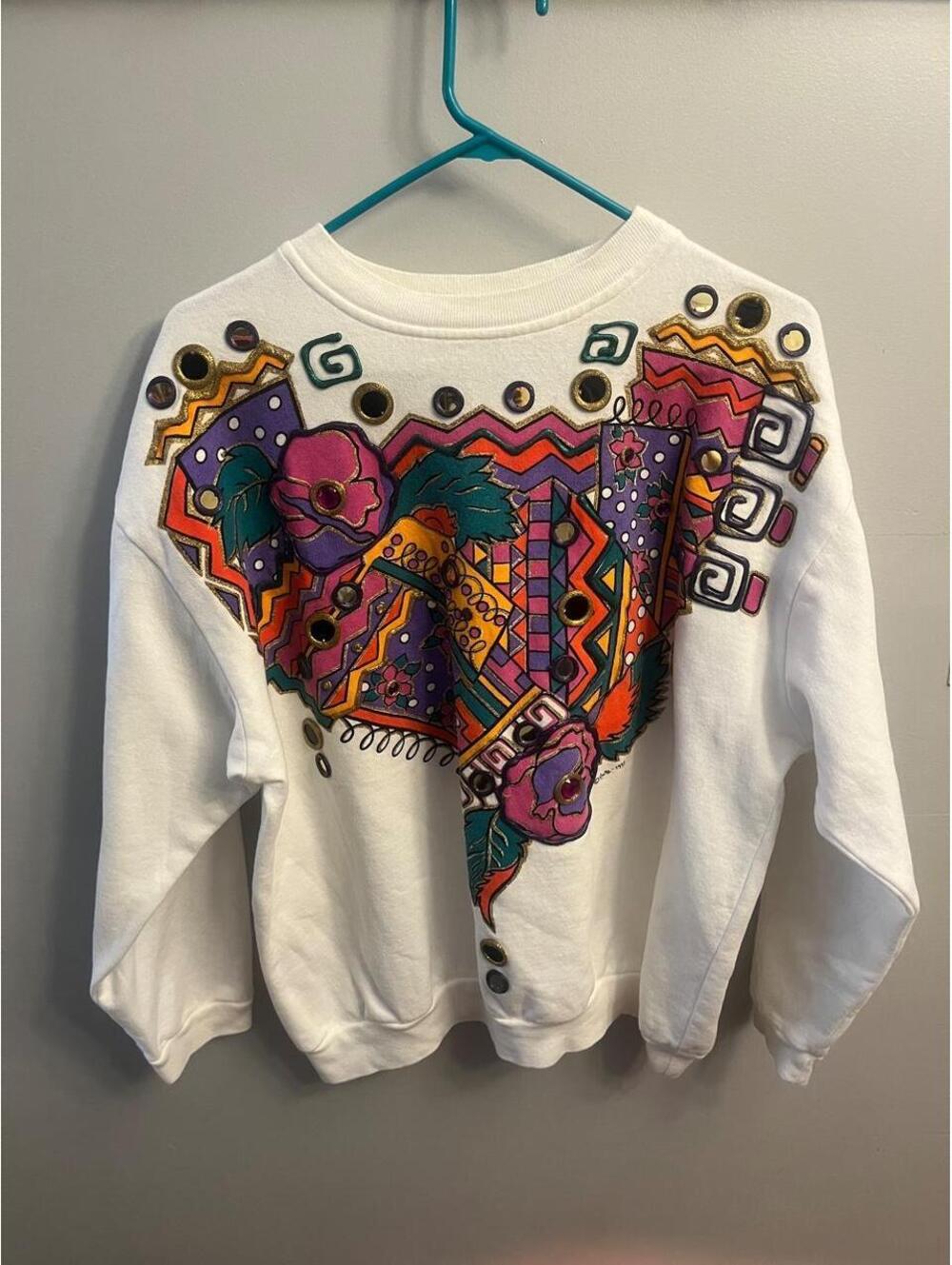 Women's White and Multi Sweatshirt